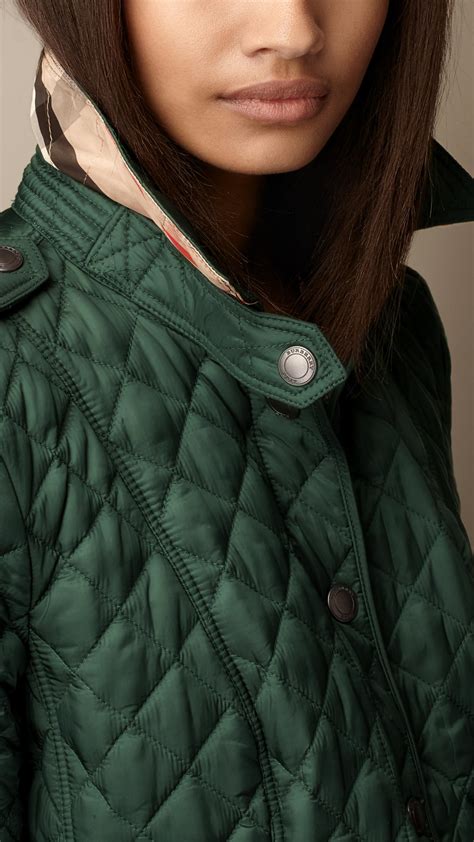 burberry green jacket shiny|Burberry quilted jacket.